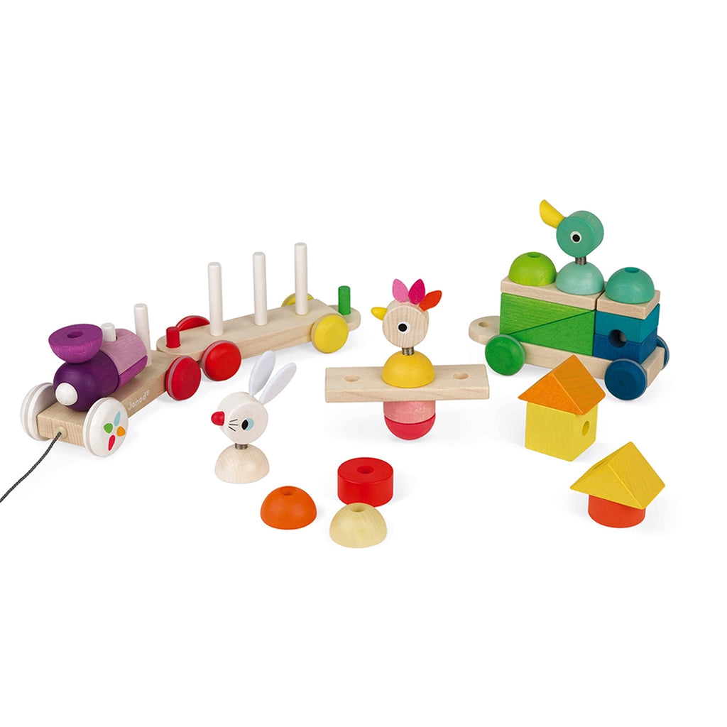 Janod multicolor train pull along toys for kids