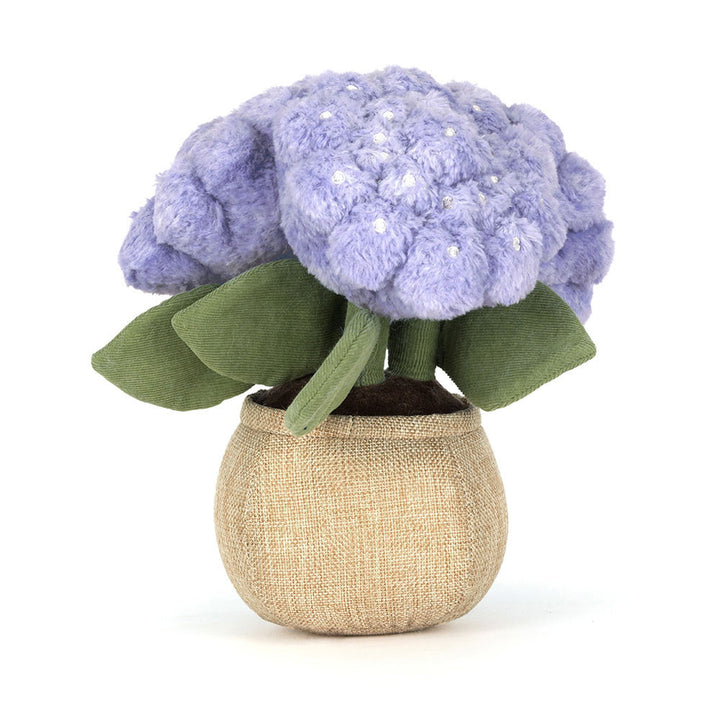 Jellycat Amuseables Hydrangea back view plush potted flower soft botanical stuffed toy Jellycat collectible decor