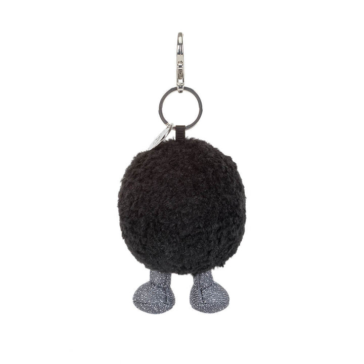 Jellycat Amuseables Black Hole Bag Charm front hanging plush keychain with legs cute space themed accessory for backpacks purses gift idea