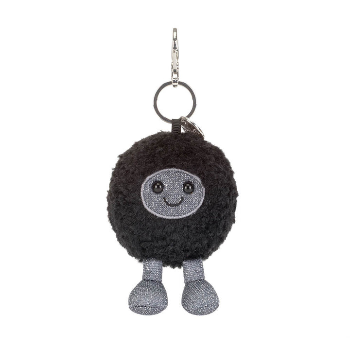 Jellycat Amuseables Black Hole Bag Charm back view plush cosmic keychain soft stuffed toy accessory Jellycat collectible bag charm