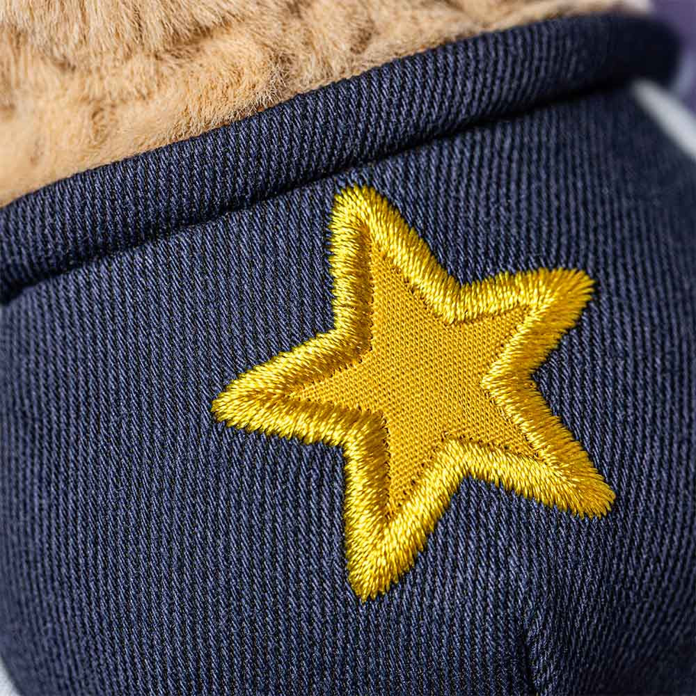 Jellycat Amuseables Peanut Star Student Outfit close up embroidered star detail school themed peanut plush collectible