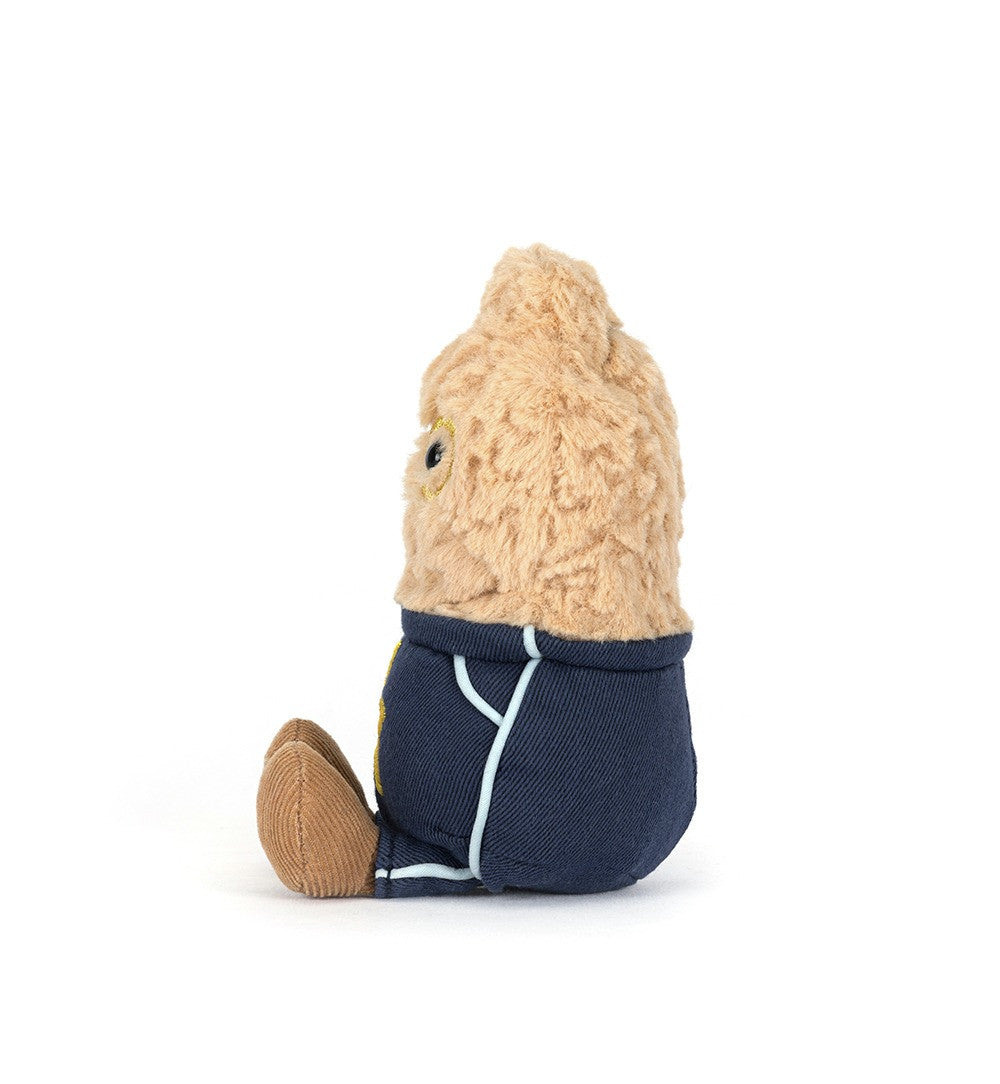 Jellycat Amuseables Peanut Star Student Outfit side profile plush peanut toy with outfit soft stuffed novelty toy gift