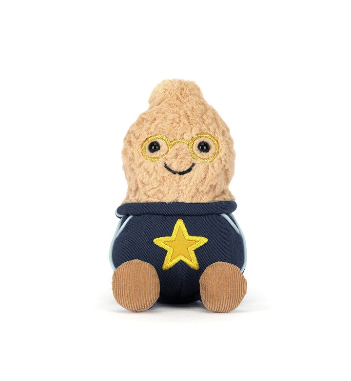 Jellycat Amuseables Peanut Star Student Outfit front pose peanut plush toy smiling character school themed stuffed gift