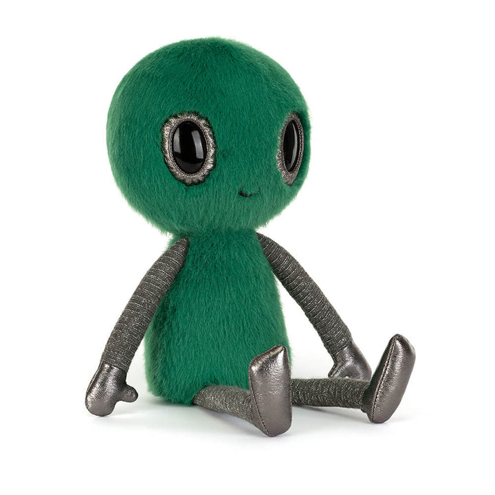 Jellycat Zyllan Alien plush toy front view green alien stuffed animal soft sci fi plush toy kids space themed gift collectible