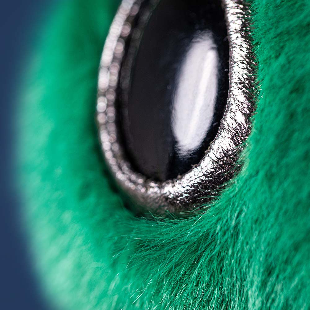 Jellycat Zyllan Alien close up eye detail green alien plush soft texture sci fi stuffed toy Jellycat collectible character