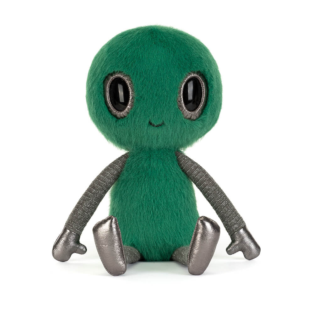Jellycat Zyllan Alien seated front pose plush alien toy soft stuffed character space themed gift for kids and collectors
