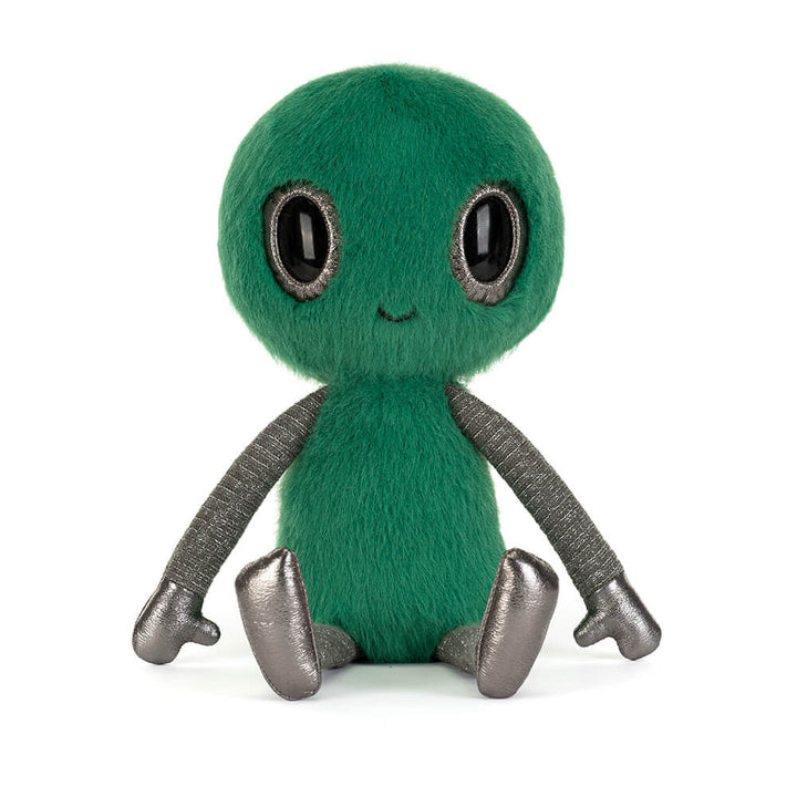 Jellycat Zyllan Alien seated front pose plush alien toy soft stuffed character space themed gift for kids and collectors