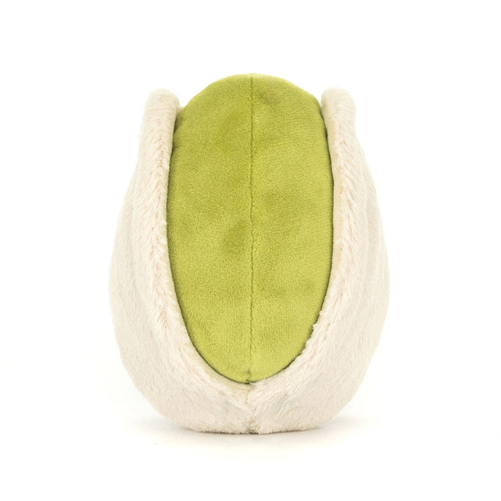 Smiling in green and brown, the Jellycat Amuseables Horatio Pistachio is a delightful stuffed toy.