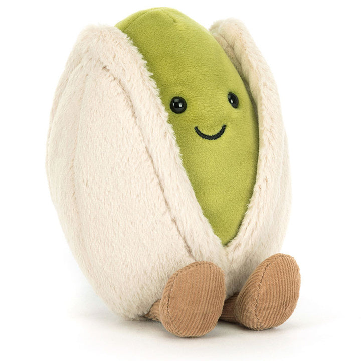 Bright green Jellycat Amuseables Horatio Pistachio brings quirky fun to plush toys collections.