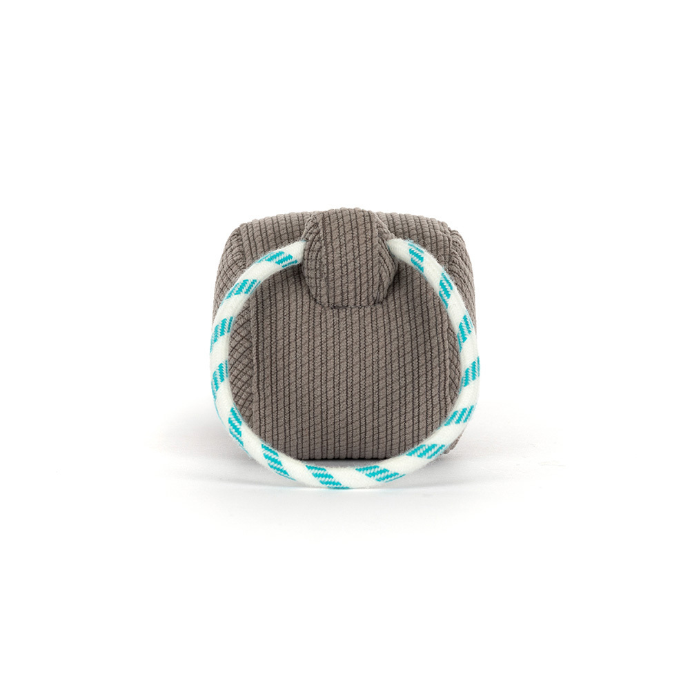 Jellycat Walston Whistle back view with blue and white rope lanyard loop -- Amuseables Sports collectible plush