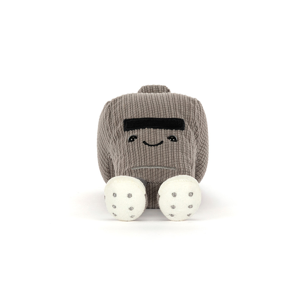 Amuseables Sports Walston Whistle by Jellycat head-on -- smiling gray whistle stuffed animal, PE teacher gift