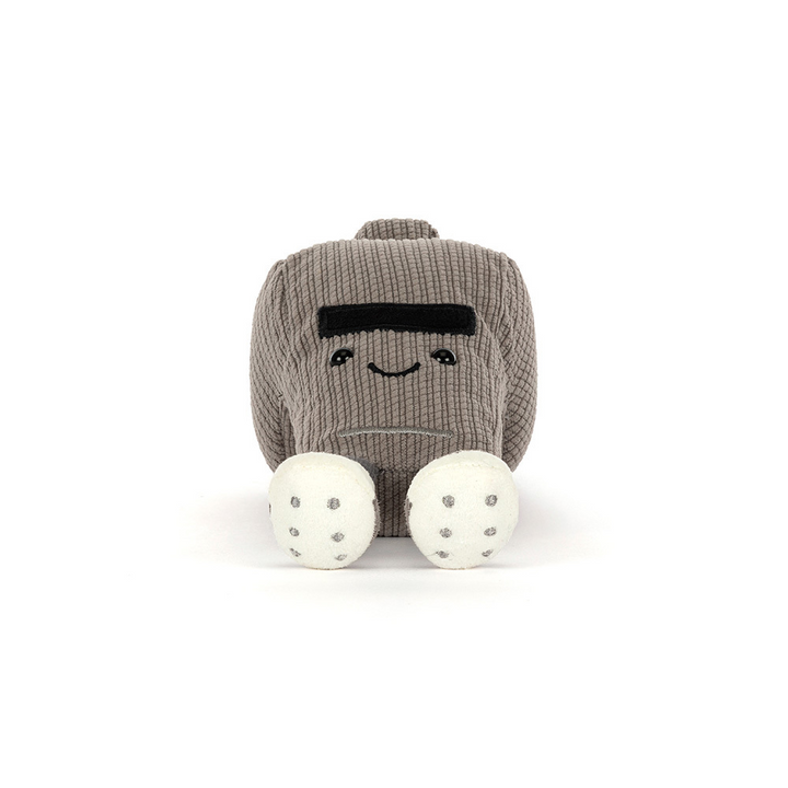 Amuseables Sports Walston Whistle by Jellycat head-on -- smiling gray whistle stuffed animal, PE teacher gift