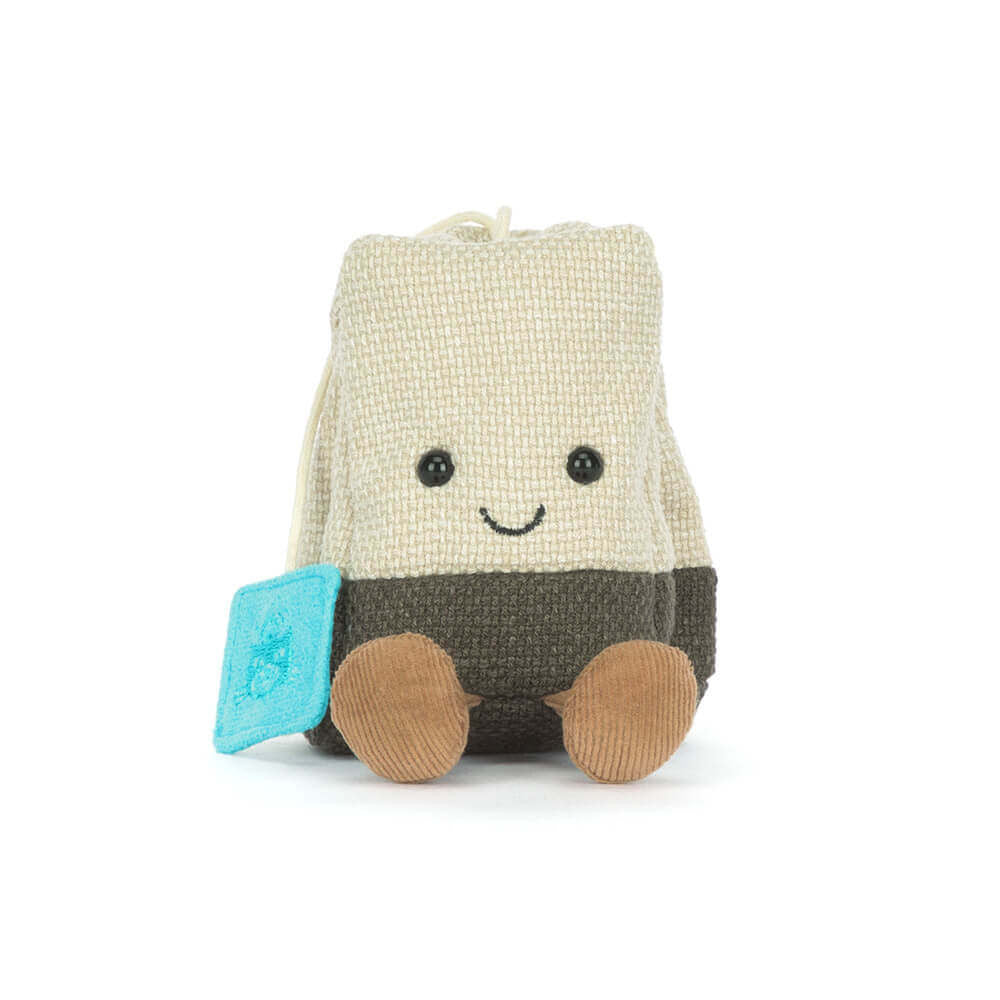 Steepy Tea Bag front view, Jellycat Amuseables food plush, baby-safe gift suitable from birth