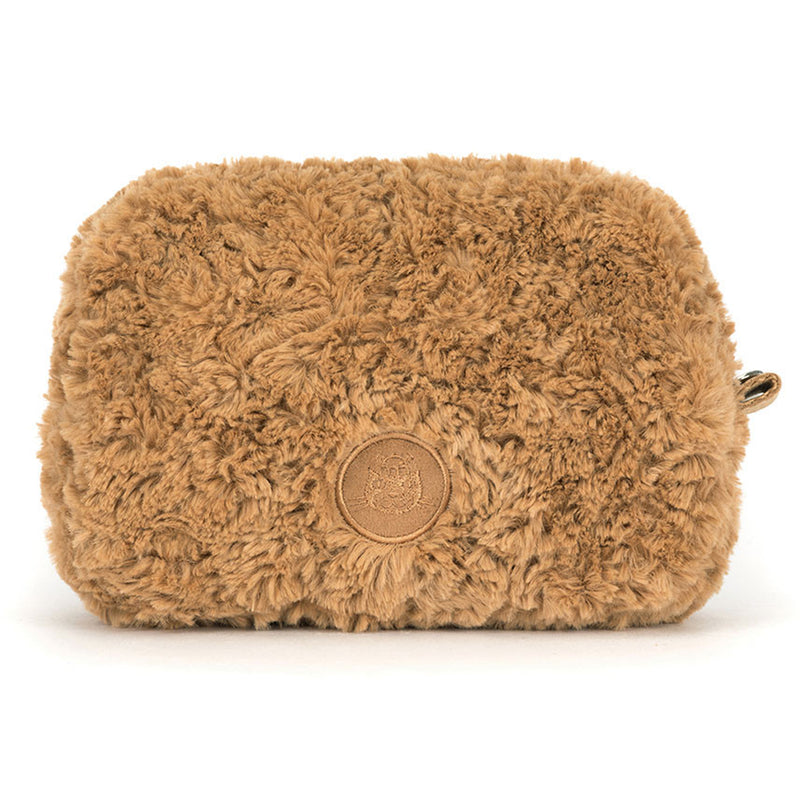 Fluffy Jellycat Bartholomew Bear Pouch is an irresistibly soft stuffed animal bag.