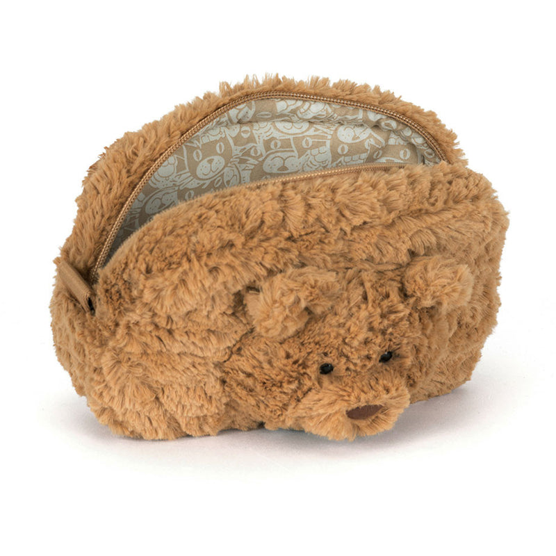 Cuddly Jellycat Bartholomew Bear Pouch brings stuffed animal joy on the go.