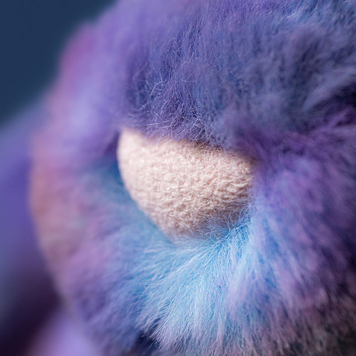 Jellycat Zodihop Luxe Bunny close up fur texture colorful galaxy bunny plush ultra soft stuffed animal premium Jellycat toy detail