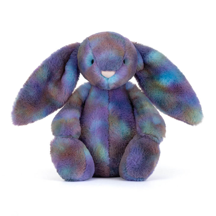 Jellycat Zodihop Luxe Bunny seated front pose soft galaxy bunny plush toy cuddly rabbit stuffed animal for kids and collectors