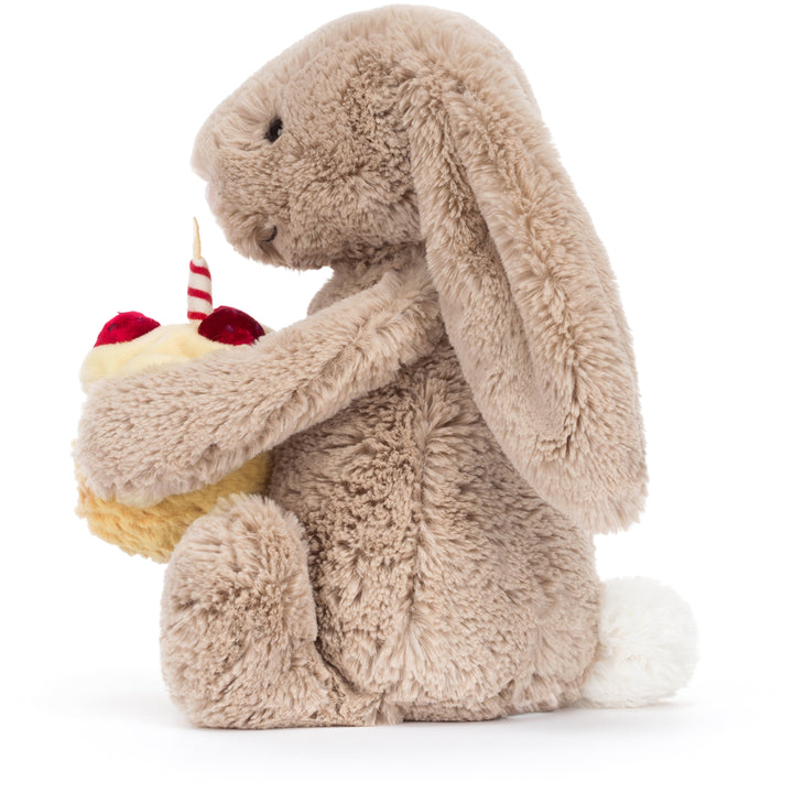 birthday cake and bunny jellycat 