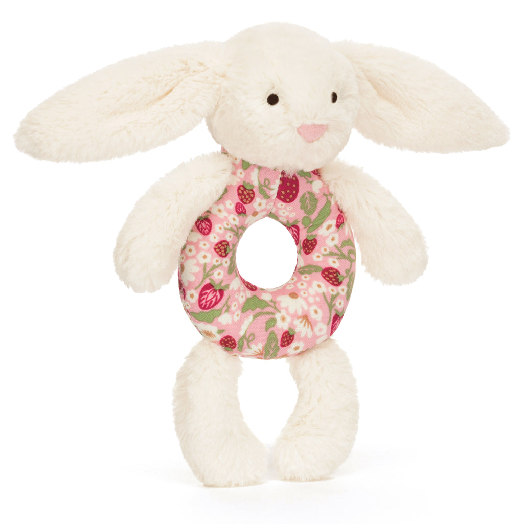 ring rattle jellycat floral patterned cream bashful bunny 