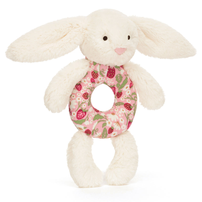 ring rattle jellycat floral patterned cream bashful bunny 