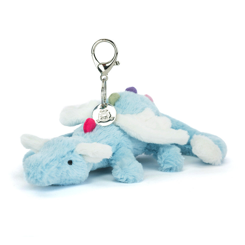 Jellycat Sky Dragon Bag Charm plush dragon keychain blue dragon stuffed toy clip accessory for backpack purse fantasy gift