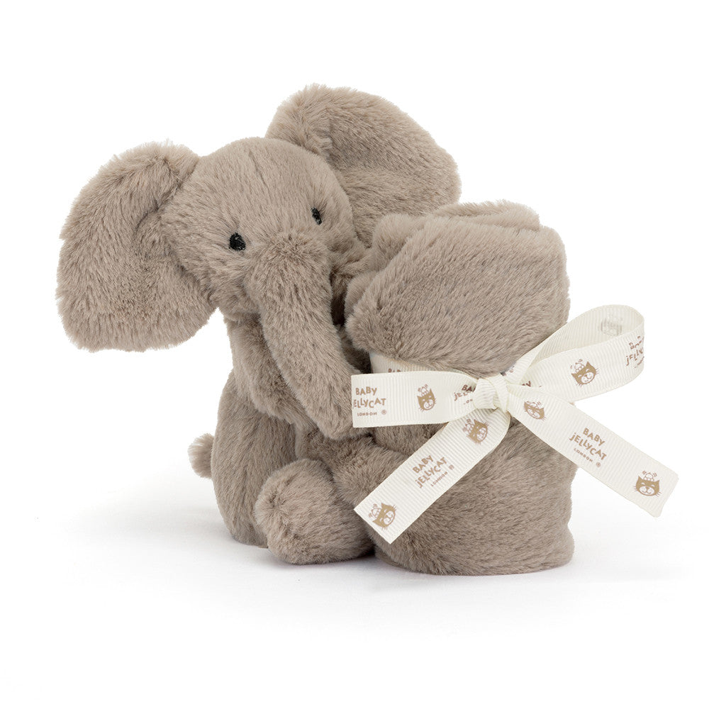 Smudge Elephant Soother by Jellycat with gift ribbon -- plush elephant comforter for newborns