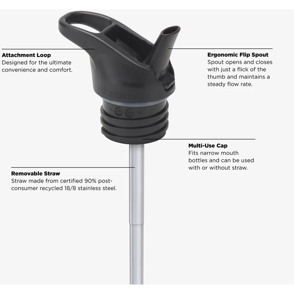 Top-down view of Klean Kanteen 12oz  insulated kids bottle with removable straw