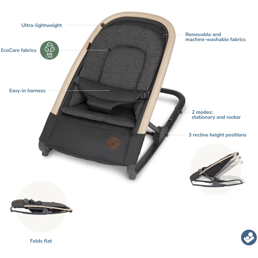 Maxi Cosi Kori 2-in-1 Baby Bouncer, designed with a sturdy frame and breathable mesh, a premium baby bouncer option.