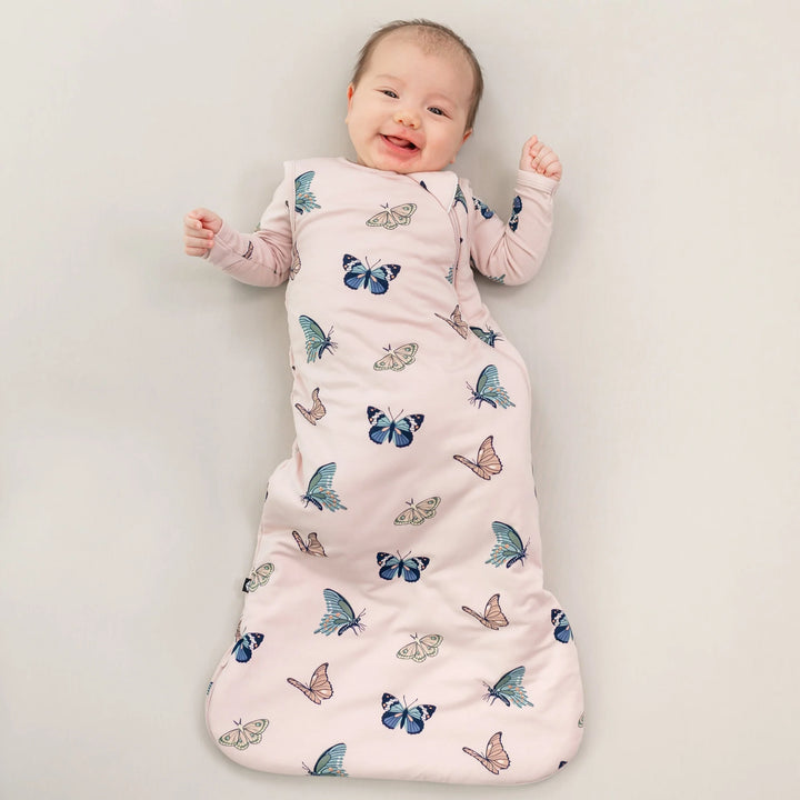 Kyte Baby Sleep Sack Tog 1.0 in Blush Butterfly, gentle sleep sacks for toddlers with breathable fabric
