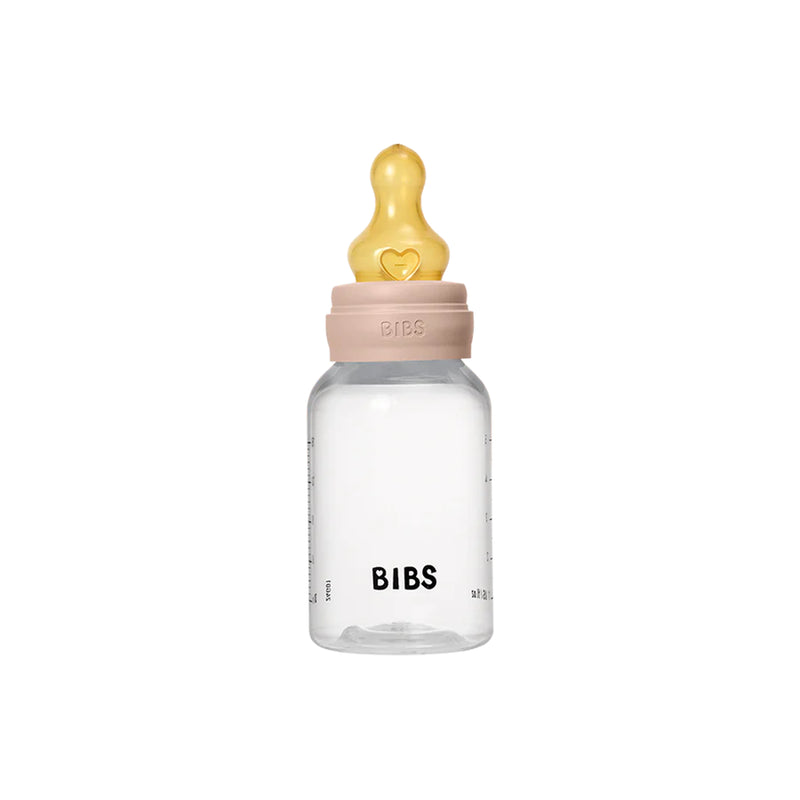 BIBS Blush Pink 150ml baby bottle with latex nipple – a gentle bibs baby bottle.