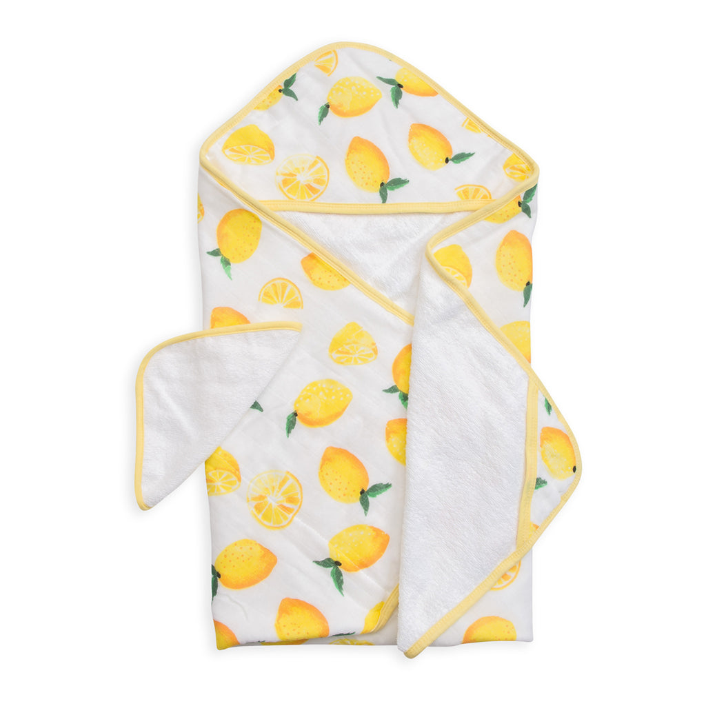 little unicorn lemon hooded toddler bath towel