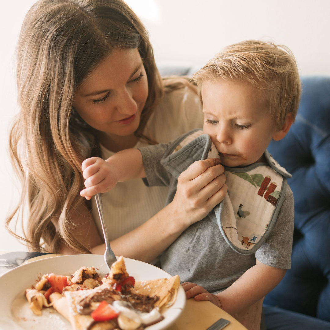 Farmyard Cotton Muslin Classic Bib 3 Pack by Little Unicorn, essential bib baby for daily wear