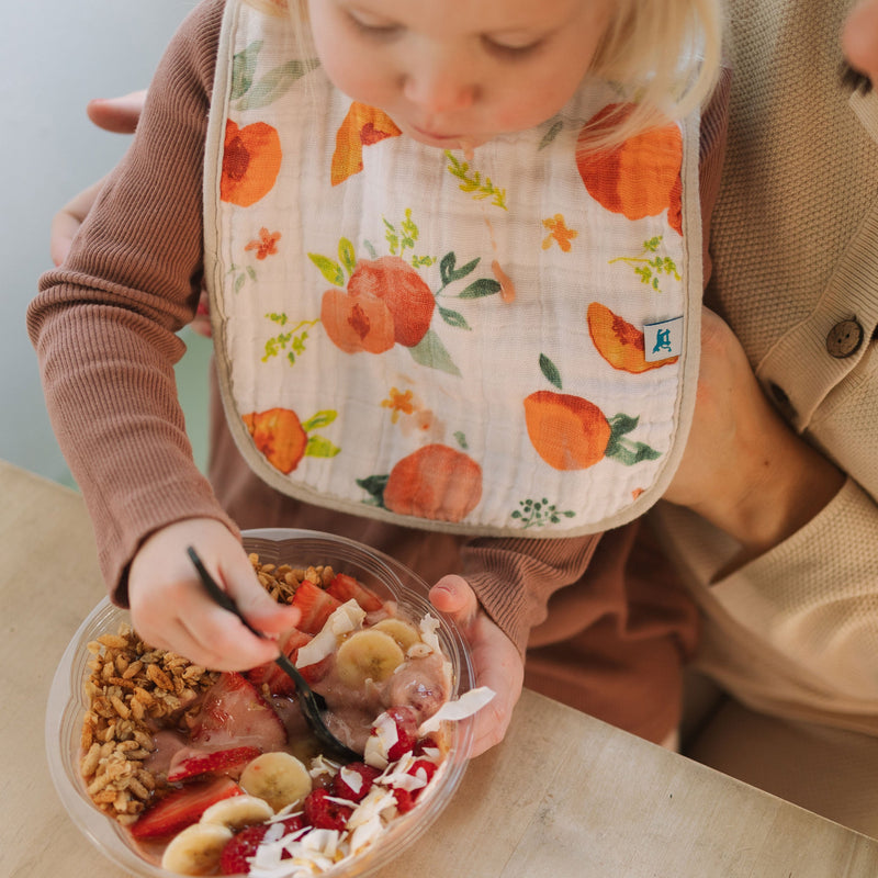 Soft and functional Little Unicorn Cotton Muslin Classic Bibs - Georgia Peach, bib for baby