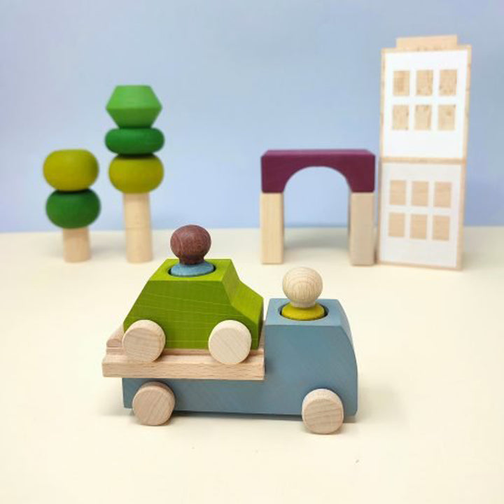 lubulona grey toy tow truck wooden educational truck toy 