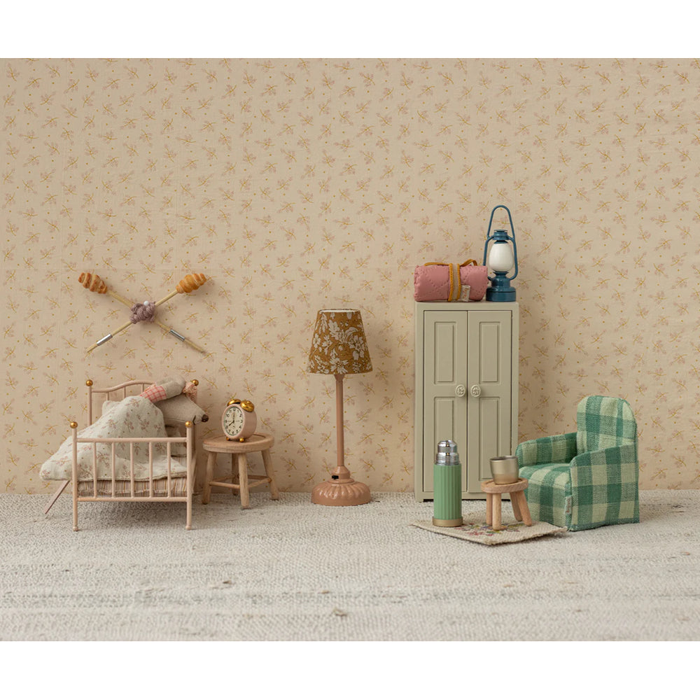 Maileg Alarm Clock and Vintage floor lamp, maileg mouse house accessories