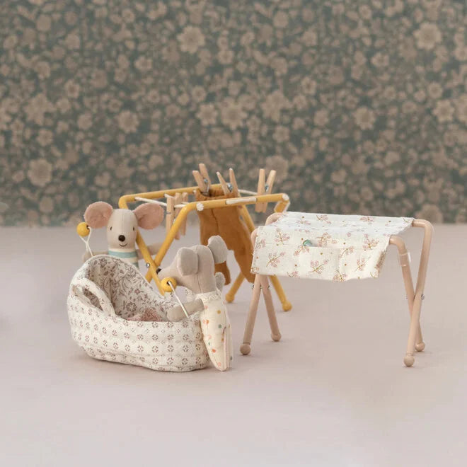 Pretty in rose, this Maileg Nursery Table makes a whimsical addition to dollhouse accessories for Maileg fans.