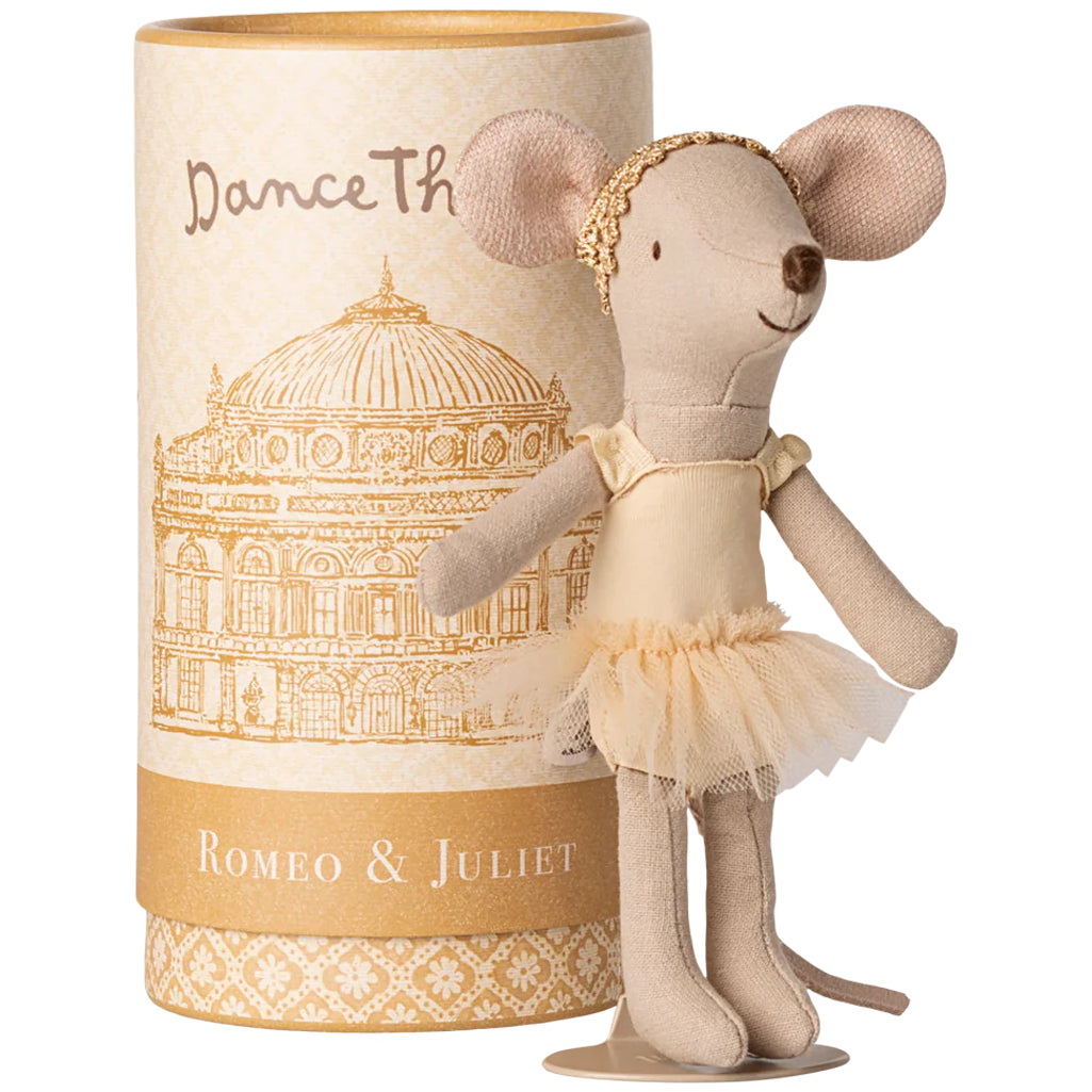 Maileg Ballet Dancer Mouse strikes a graceful pose, adding classic Maileg charm to any display.