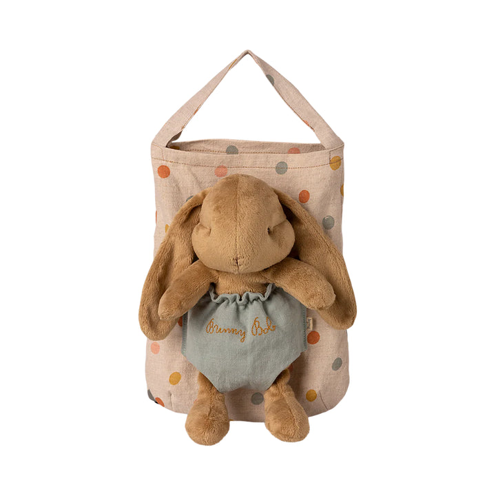 maileg bunny bob with polka dot travel bag 
