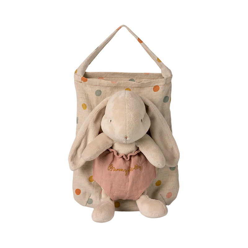 maileg holly bunny with polka dot hanging bag