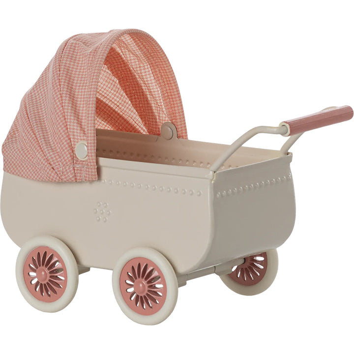 maileg mouse coral pram for baby mouse 