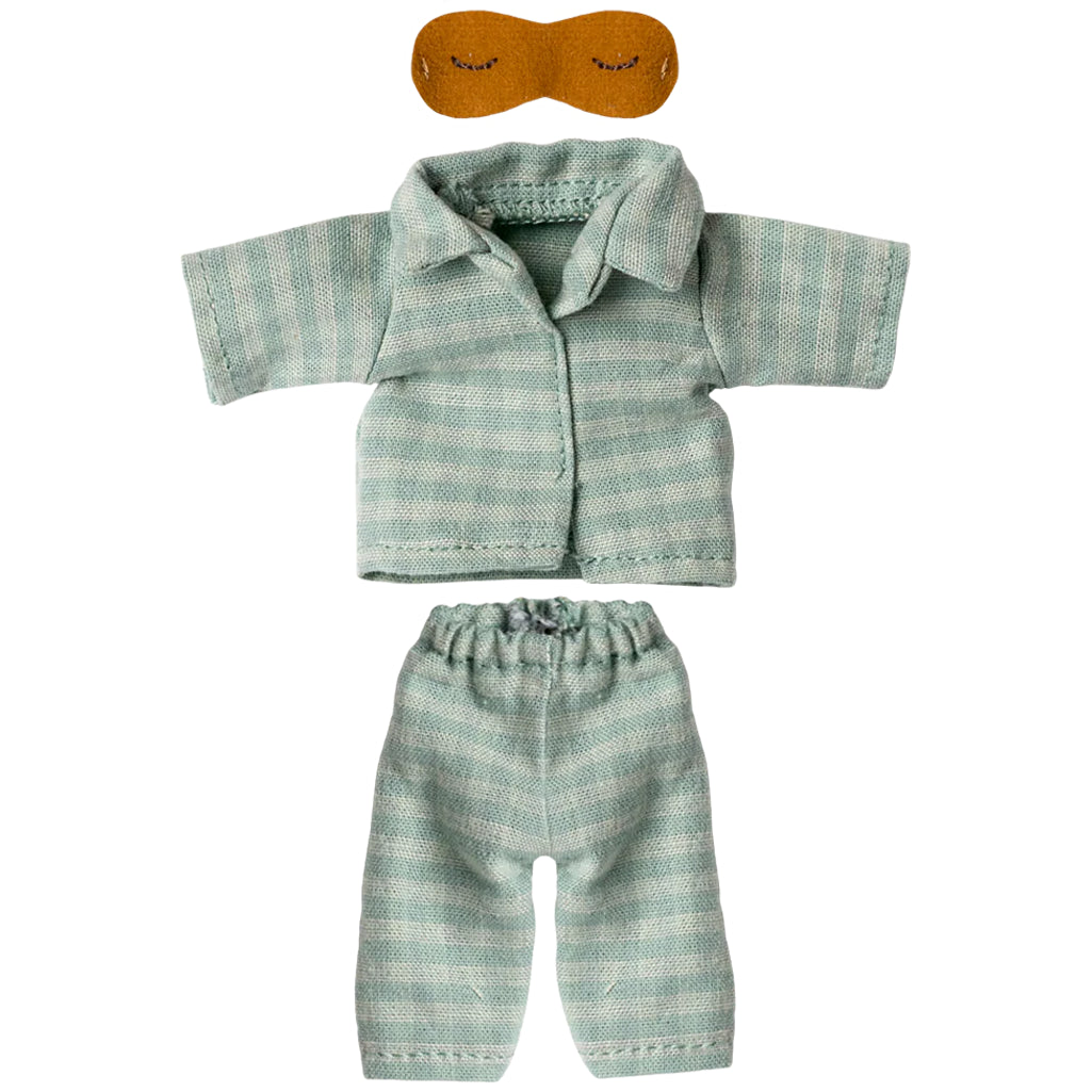 dad mouse maileg pajama set in mint and sand 