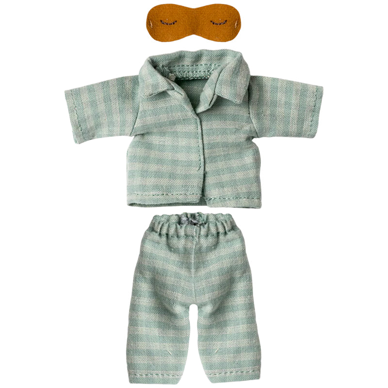dad mouse maileg pajama set in mint and sand 