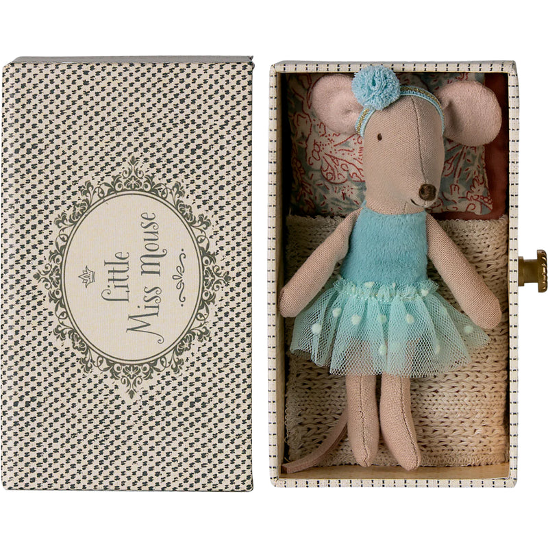 blue dance mouse in day bed by maileg mouse 