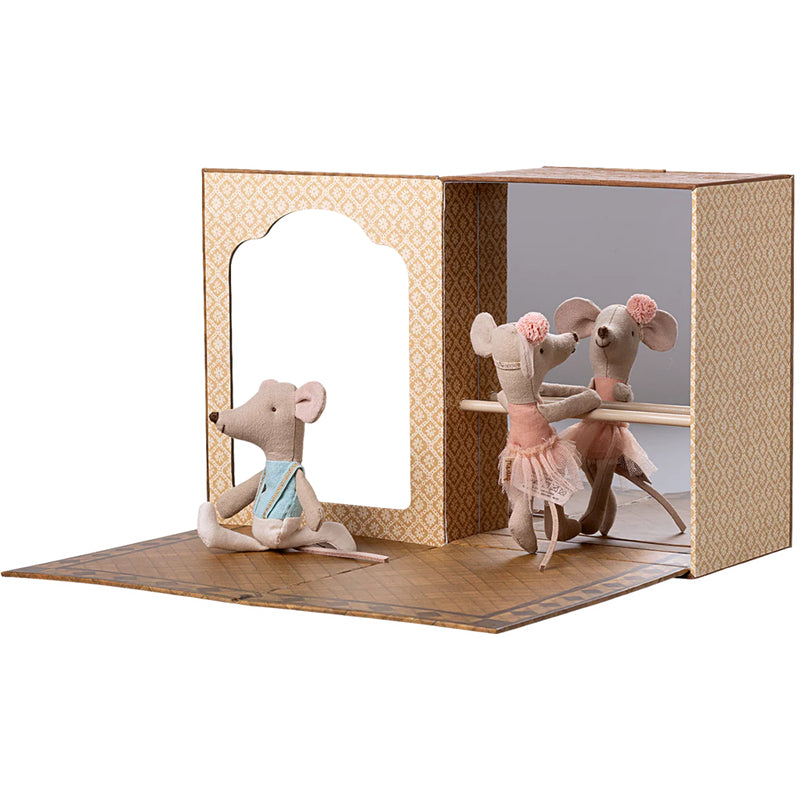 A charming Maileg Ballet Mouse in Dance Studio perfect for dolls and miniature scenes.