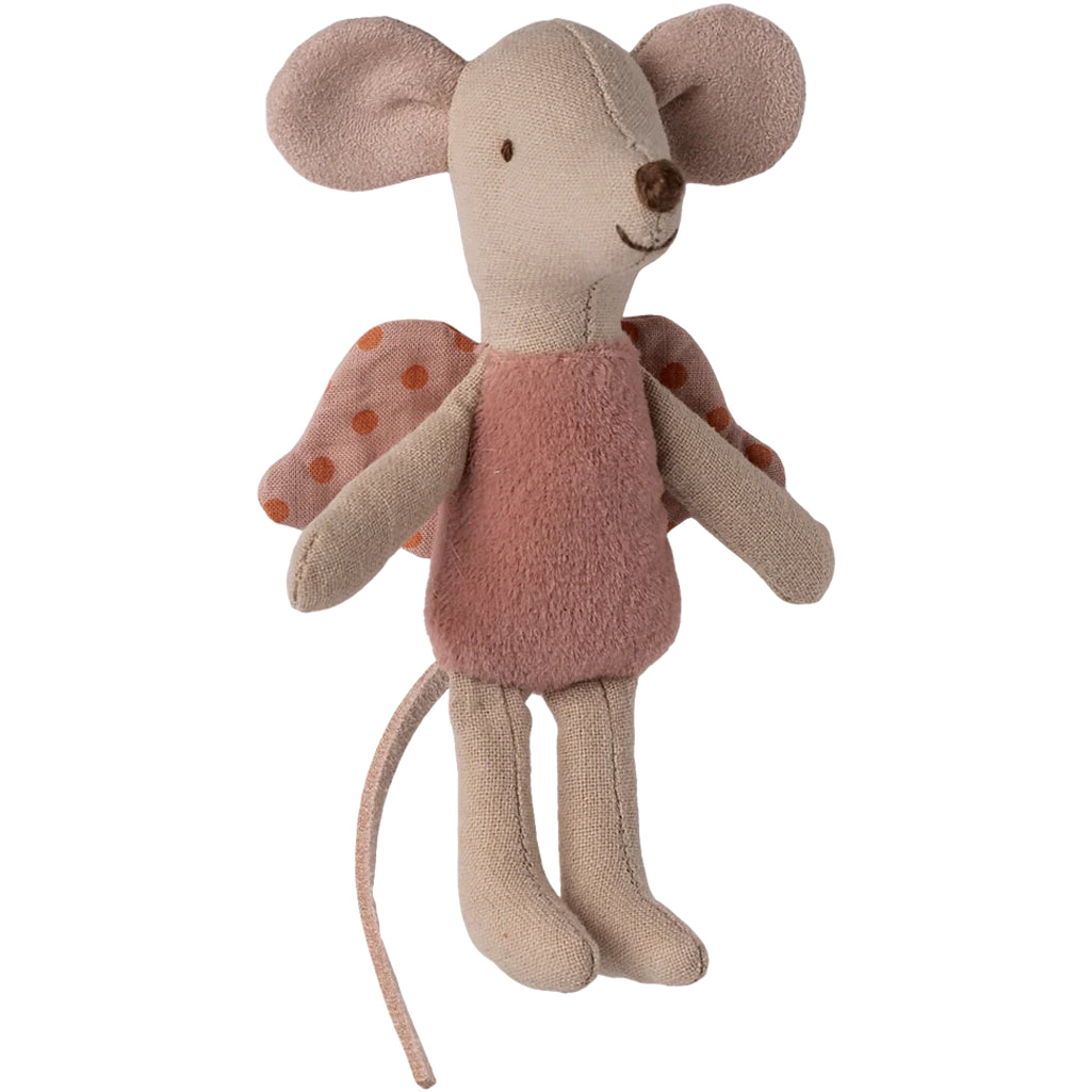 Delight shines through as the Maileg Fairy Mouse joins other Maileg mice in imaginative play.