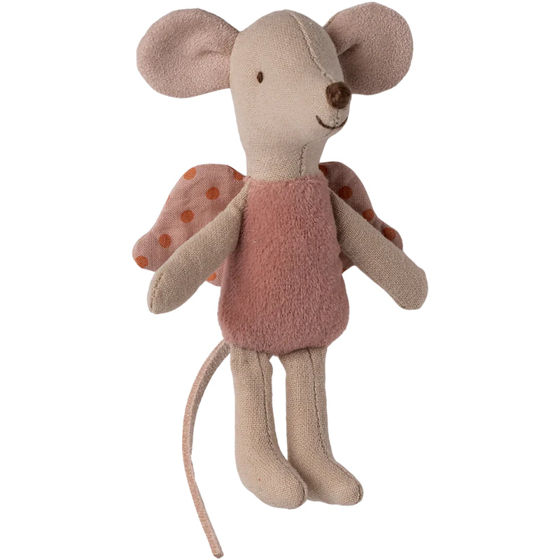 Delight shines through as the Maileg Fairy Mouse joins other Maileg mice in imaginative play.