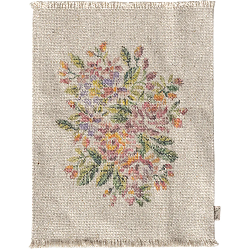 Add warmth to your dollhouse with the Maileg Miniature Rug in Flowers, a lovely dollhouse accessory for creative play.