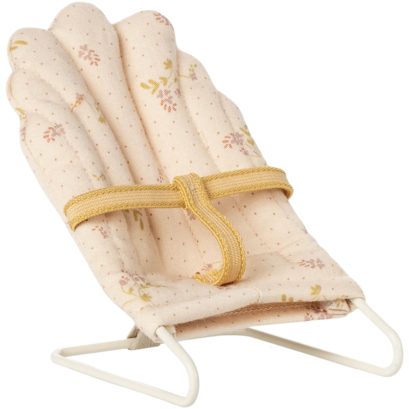 mouse and rabbit maileg baby sitter chair with yellow flowers 