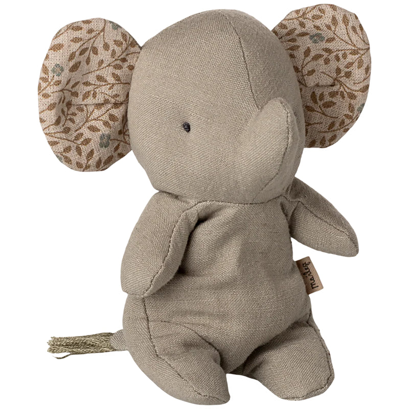 Safari Friends Elephant in Iron Gray by Maileg shown as a charming stuffed animal perfect for play.