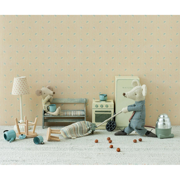 maileg mouse striped rug to match mouse bench and mouse vacuum 